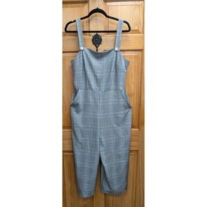 Bebor Women's XL Jumpsuit Back Zip Pockets Straps 1 Piece Wide Leg Plaid